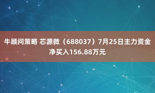 牛顾问策略 芯源微（688037）7月25日主力资金净买入156.88万元